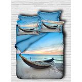 paradise RANFORCE %100 Pamuk 3D Baskılı Deniz ve Tekne Temalı Denizcilik Yatak Takımı, Tam/Queen Boy Yorgan/Nevresim Takımı, Düz Çarşaf ve Yorgan Dahil (5 Adet)