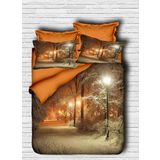 paradise RANFORCE %100 Pamuk 3D Baskılı Kış ve Kar Yatak Takımı, Tam/Çift Kişilik Yorgan/Nevresim Takımı, Düz veya Lastikli Çarşaf Yok (3 Parça)