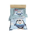 paradise RANFORCE % 100 Pamuk Bebek Yatak Penguen Temalı Kreş Bebek Yatak Seti, Yeni Yürümeye Başlayan Çocuklar Beşik Nevresim Takımı, Yorgan ile Nevresim Takımı, 5 Parça