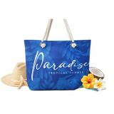 Paradise Tropical Summer Plaj Çantası, Mavi, Tropikal Desenli, Halat Saplı, Yaz Temalı