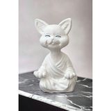 Paradise Work Yoga Yapan Kedi Biblo Meditasyon Kedi Heykeli Ev Dekorasyon - Beyaz