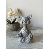 Paradise Work Yoga Yapan Kedi Biblo Meditasyon Kedi Heykeli Ev Dekorasyon - Gri