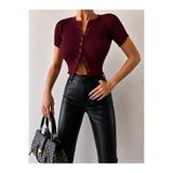 Paraf style Crop Triko Hırka Düğmeli Yazlık Kadın Bluz