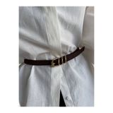 Paraf style Kadın İnce Süet Görünümlü Kemer Halka Tokalı Blazer/Elbise Üstü Aksesuar