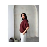 Paraf style Soğuk İplik Yumuşak Yarasa Kol Düğme Detaylı Bluz