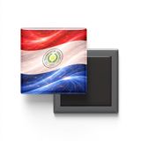 Paraguay - Abstract Efektli Bayrak - Baskılı Kare Buzdolap Magneti