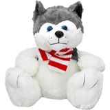 paraply 1030 Oturan Husky Atkılı Köpek 30CM Kız Erkek Çocuk Oyuncak Eğitici Oyuncaklar - Çok Renkli