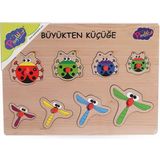 paraply 131-132 Ony Ahşap Tutmalı Puzzle Büyükten Küçüğe Kız Erkek Çocuk Oyuncak Eğitici Oyuncaklar - Çok Renkli