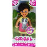 paraply Cute Girl Gri Köpekli ve Kumral Mini Bebek Kız Erkek Çocuk Oyuncak Eğitici Oyuncaklar - Çok Renkli