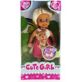 paraply Cute Girl Kahverengi Köpekli ve Sarışın Mini Bebek Kız Erkek Çocuk Oyuncak Eğitici Oyuncaklar - Çok Renkli