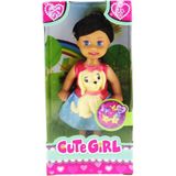 paraply Cute Girl Sarı Köpekli ve Kumral Mini Bebek Kız Erkek Çocuk Oyuncak Eğitici Oyuncaklar - Çok Renkli