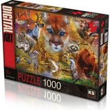 paraply Ks Puzzle 1000 Parça North American Animals Kız Erkek Çocuk Oyuncak Eğitici Oyuncaklar - Çok Renkli