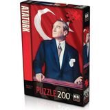 paraply Ks Puzzle 200 Parça Bayrak ve Atatürk Kız Erkek Çocuk Oyuncak Eğitici Oyuncaklar - Çok Renkli