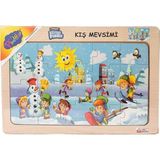 paraply ONY-109-110-111-112 Ahşap Eğitici Çocuk Puzzle -Kış Mevsimi Kız Erkek Çocuk Oyuncak Eğitici Oyuncakl - Çok Renkli