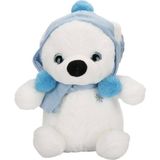 paraply Şapkalı ve Atkılı Peluş Kutup Ayısı 30CM S00004773 Kız Erkek Çocuk Oyuncak Eğitici Oyuncaklar - Çok Renkli