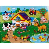paraply Tahta Raptiyeli Bultak Çiftlik Puzzle 9 Parça Kız Erkek Çocuk Oyuncak Eğitici Oyuncaklar - Çok Renkli