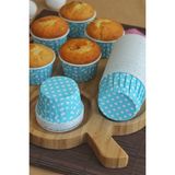 Paras Ticaret 100 Adet Puantiyeli Mavi Büyük Boy Pet Kapsül Sufle Cupcake Muffin Kek Kalıbı (Ebat: 6,7 cm x 4 cm x 5 cm)