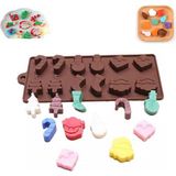 Paras Ticaret 12 Göz Yılbaşı Temalı Silikon Buz Şeker Kek Kurabiye Jöle Çikolata vb. Kalıbı Küçük Silikon Kalıp (20,8 cm x 9,8 cm) 1 ADET - Koyu Kahverengi