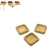 Paras Ticaret 3 Adet Bambu Ahşap Küçük Kase Lokumluk Çerezlik Reçellik Ballık 3 Lü Set (Ebat: 9 cm x 9 cm x 2,5 Cm)