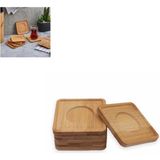 Paras Ticaret 6 Adet Bambu Ahşap Kare Çay Tabağı 6'lı Kare Bardak Altlığı (Ebat: 9,7 cm x 9,7 cm x 0,8 Cm)