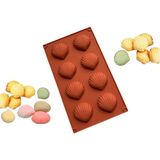 Paras Ticaret 8 Göz İstiridye Silikon Çikolata Şeker Kurabiye Buz Jöle vb. Kek Kalıbı (28,5 cm X 17 cm) 1 Adet - İstiridye Şekli - Kahverengi