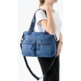 Paraşüt Kumaş Kadın Omuz Çantası Çapraz Askılı Postacı Kol Çantası 30*25 cm 6 Ön 2 Yan 1 Arka Cep - 30 x 25 cm - Mavi