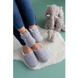 Paraşüt Kumaş Kürklü Gri Anne Terlik Ve Bebek Panduf Terlik Ve Panduf Ayrı Satılmaktadır. -t-1007