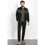 Parça Desenli Siyah Renk Slim Fit Pilot Yaka Erkek Mont - 58