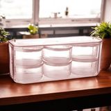 Parça Kristal Plastik Kahvaltılık Kuruyemişlik Saklama Kabı Set, 28 x 10 x 11 cm Saklama Kutusu, 6 Adet Vakum Kapaklı Kap, Pembe