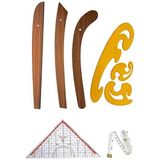 Parça Set – 3’lü Modelist Riga Cetvel Seti, Modelist Gönyesi, Pistole Cetvel ve 150 cm Mezura - Standart