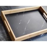 Parçalı Bambu Desenli Tepsi 23X35 - Siyah
