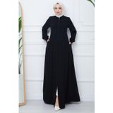 Parçalı Battal Beden Mevlana Ferace Siyah HM02362