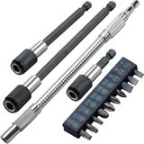 Parçalı Hızlı Değişim Uç Tutucu 1/4 " Altıgen Şaft Manyetik Tutucu + 200 mm Matkap Için Esnek Uzatma Tornavida Bit + 10 Adet Bits