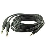 PARCBENY 17526 3.5 MM STEREO ERKEK / 2X6.3 MM MONO GİTAR ERKEK 3 METRE KABLO Seslendirme Kablosu 2*Gitar-3.5mm Stereo Jak