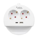 Parcbeny 22917 VEA VE- G1102C 2'Lİ USB + TYPE-C GİRİŞLİ TELEFON STANDLI 1.5 METRE GRUP PRİZ