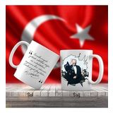 Pardesü Ve Şapkalı Mustafa Kemal Atatürk - Atatürkün Sözleri -Kupa Bardak