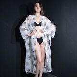 Paredora Tüy Desenli Beyaz Kimono Pareo