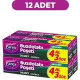 Parex Buzdolabı Poşeti Orta Boy 4 Al 3 Öde (4*20) 24 x 38 cm 12 Paket 1 Koli