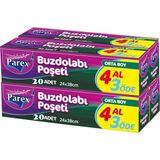 Parex Buzdolabı Poşeti Orta Boy 4 Al 3 Öde (4*20) 24 x 38 cm