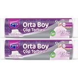 Parex Büzgülü 15'li Çöp Torbası Beyaz Sabun Kokulu Orta Boy 55 x 60 cm Ikili Paket
