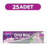 Parex Büzgülü Çöp Torbası Kiraz Çiçeği Kokulu 15'li Orta Boy 55 x 60 cm 25 Paket