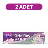 Parex Büzgülü Çöp Torbası Kiraz Çiçeği Kokulu 15'li Orta Boy 55 x 60 cm Ikili Paket