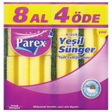 Parex Klasik Yeşil 8'li Eko Paket Oluklu Sünger