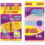 Parex Mega Rulo 2'li Temizlik Bezi ve 8'li Mikrofiber Temizlik Bezi Paketi