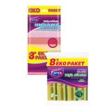 Parex Mikrofiber 8'li Temizlik Bezi ve 8'li Oluklu Sünger Paketi