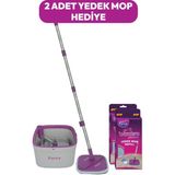 Parex Wondero +2 Yedek Moplu Bezli Temiz Su Ile Kirli Su Ile Ayıran Otomatik Temizlik Seti - 2 Yedek Mop Hediyeli