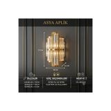 PareysHome Asya Gold LED Duvar Apliği Kristal Dekoratif Aplik Pilli Elektrikli Modern Salon Yatak Odası Aydınlatma