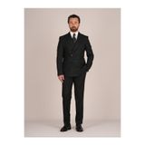PAREZ Erkek Slim Fit İtalyan Stil WOOL Yün Kumaş Kruvaze Takım Elbise Ceket Pantolon-