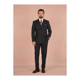 PAREZ Premium Erkek Çizgili Kruvaze Takım Elbise Slim Fit İtalyan Stil Ceket Pantolon