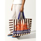 Parfois Kadın Desenli Çizgili Shopper Çanta %100 Pamuk Casual Günlük Kullanım için Şık Tasarım - Standart - Parlak